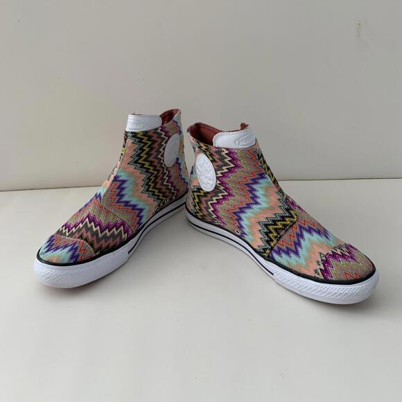 RARE! MISSONI CONVERSE HIGH TOP WOMENS SIZE 7.5 -8 Sneakers SIDE ZIP Excellent - Picture 5 of 9